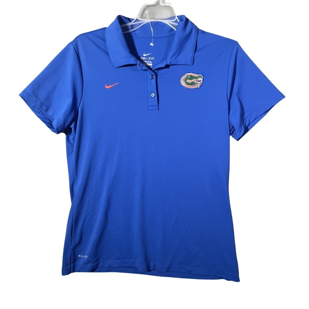 Nike Women's L Royal Blue Dri-Fit Florida Gators UF Polo Shirt Athletic Collared